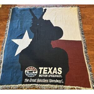Texas Motor Speedway The Great American Speedway Tapestry Blanket EUC Cowboy